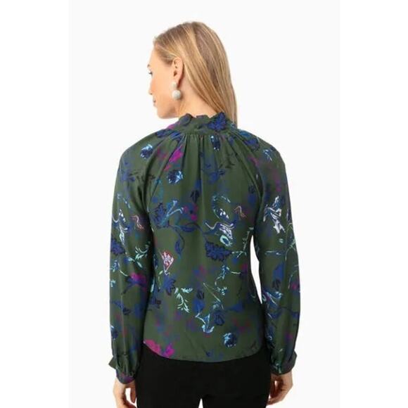 Tanya Taylor Long Sleeve Floral Blouse Tie neck SZ 6 - Picture 3 of 12